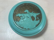 Vintage Potter and Moore Shaving Soap Container Dogs Green Bakelite Advertising