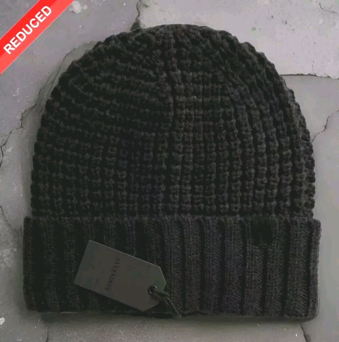 ALLSAINTS NEVADA BEANIE CHARCOAL GREY CHUNKY KNIT UNISEX  display picture 2