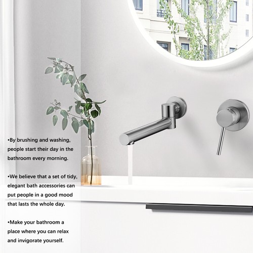 Decaura Bathroom Tap Bath Elbow Spout Wall Water Basin Bathtub Shower Mixer Taps - Picture 91 of 143