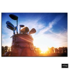 Golf Clubs Sunset   Sports BOX FRAMED CANVAS ART Picture HDR 280gsm
