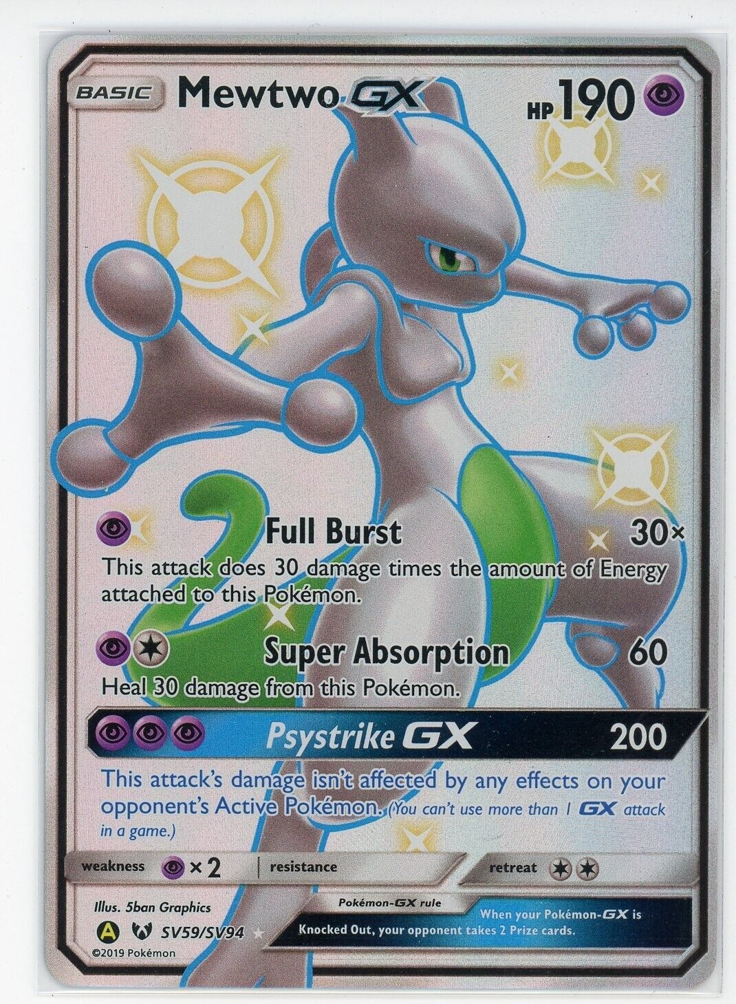  P - Mewtwo GX SV59/SV94 Ultra Rare - SM Hidden Fates Shiny  Vault : Toys & Games