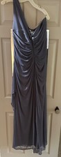 Davids Bridal Illusion One Shoulder Illusion Dress Size 18 Color Pewter