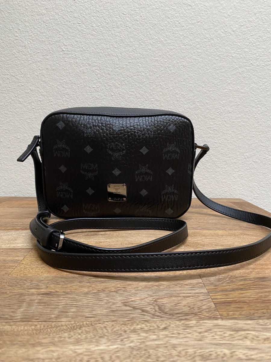 MCM VISETOS BLACK CROSSBODY BAG PURSE CAMERA MONOGRAM HANDBAG NEW