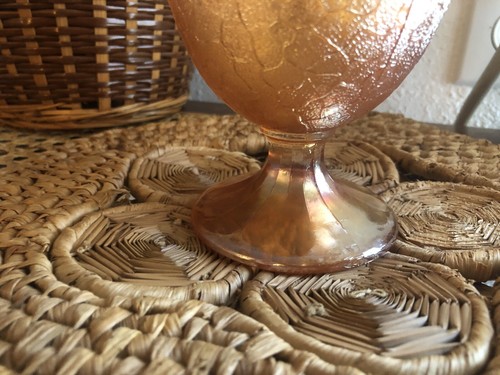 Jeannette Marigold Crackle Carnival Glass Goblet/Candy Dish - Picture 5 of 7