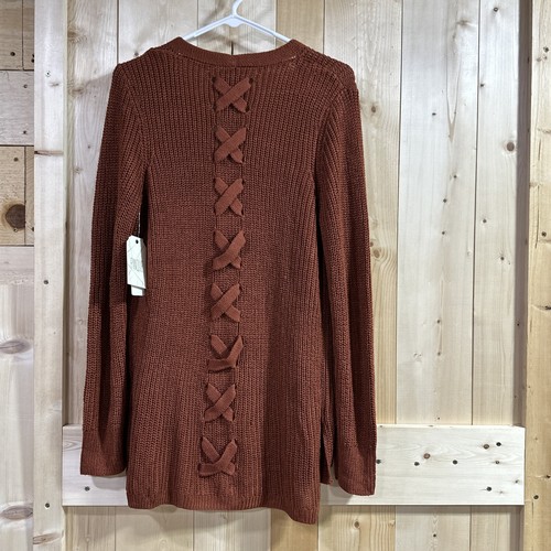 Pinque Stitch Fix Cardigan Sweater Women Medium Artisan Rust Knit Open Front NWT - Picture 2 of 8