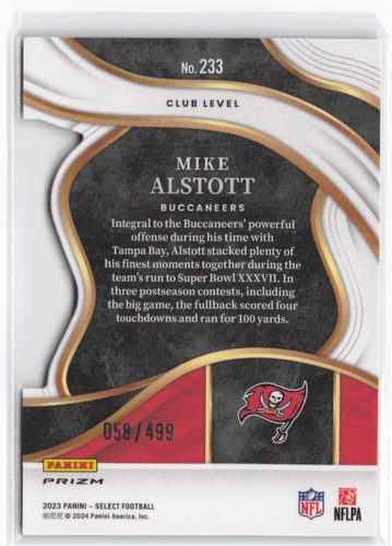 2023 Panini Select Mike Alstott #233 Neon Green Prizms Die-Cut #/499 - Bild 2 von 2