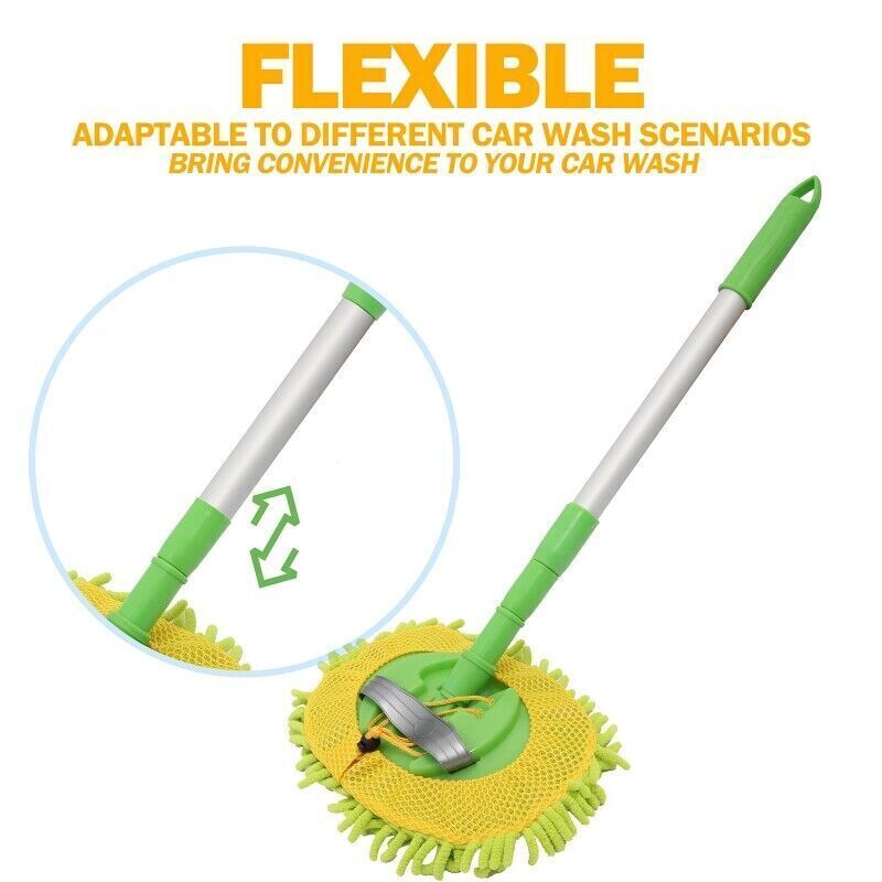 Extendable 2 in 1 Microfiber Car Wash Brush Mop with Car Wash Mitts