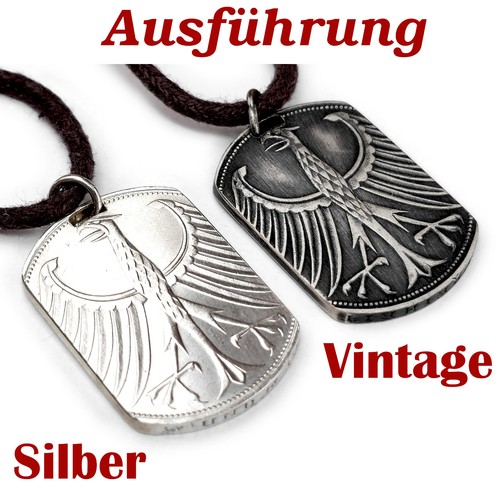 Münzanhänger Bundesadler DOG TAG aus Silber 625 • 5 DM Deutschland 1951 - 1974 - Picture 3 of 4
