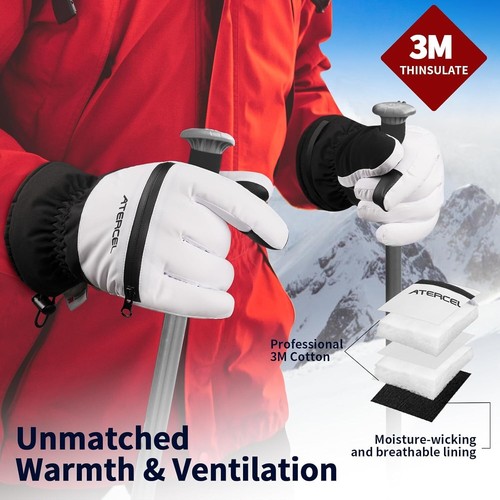 Guanti da sci impermeabili Atercel 3M Thinsulate caldi invernali, touchscreen, taglia XL - Foto 2 di 11