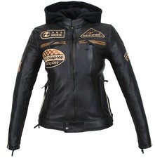 Alpha Speeds Bikerjacke Damen Leder Jacke Biker Freizeit Highway Jacke Schwarz