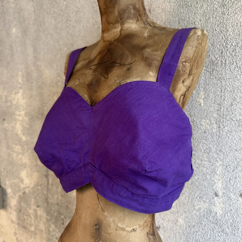 Vintage 1930s 1940s Purple Cotton Camisole Top Sportswear Playsuit Blouse - Image 3 of 4