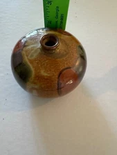 Vintage Mid-Century Retro Round  Bud Vase Muted Stripes