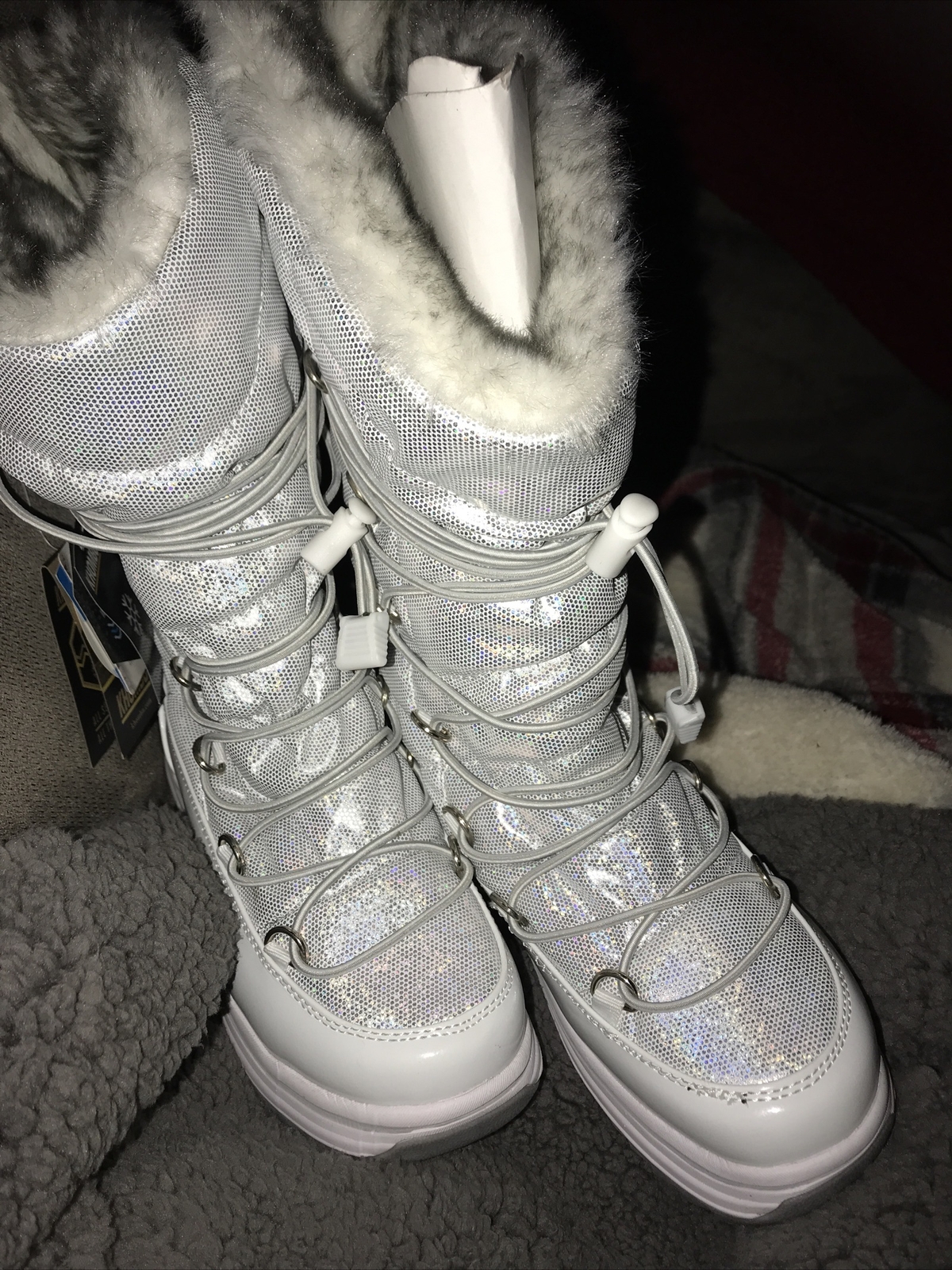 silver Snow Boots With Fur-NWT | eBay