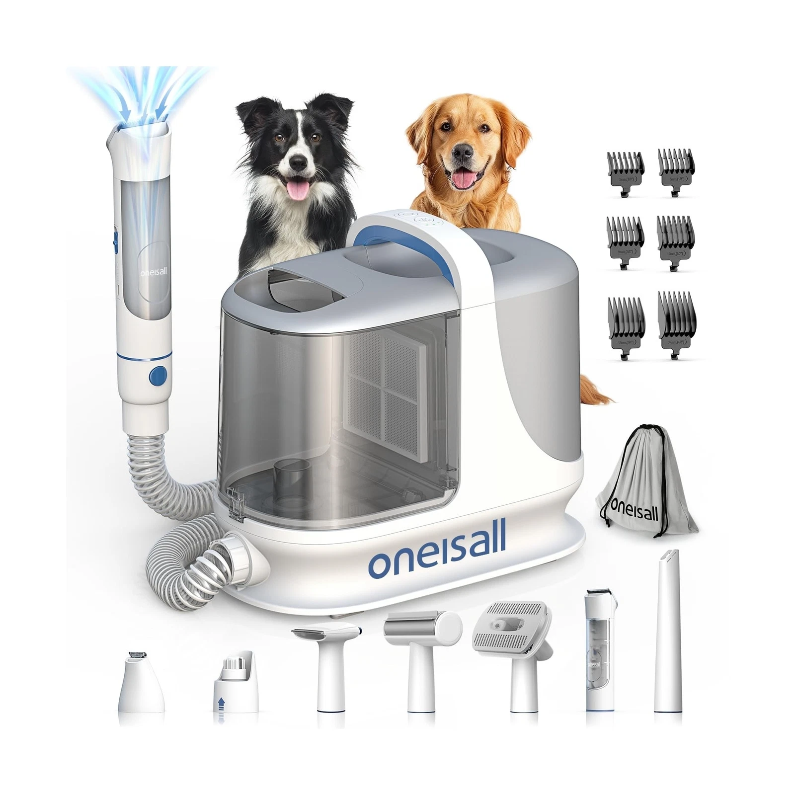 oneisall Dog Grooming Vacuum, 13000Pa Powerful Dog Hair Vacuum with Dog Clipp...