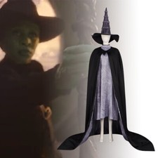 Wicked Cosplay Witches Costume Elphaba Black Cloak Hat Full Set