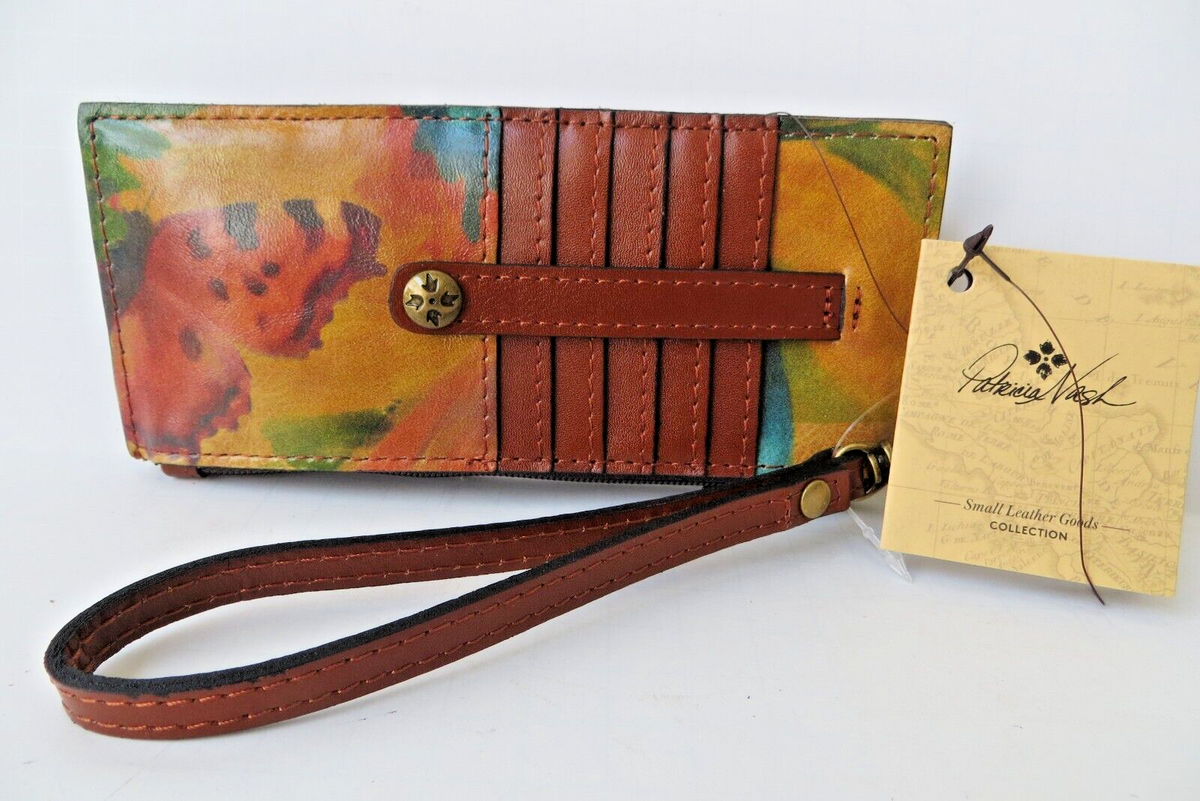 Patricia Nash Valerie Pochette Pieghevole In Pelle Con Stampa Floreale Acquerello, 26x14x7,6 Cm