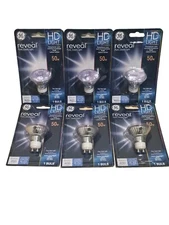 GE Reveal 50 Watt GU10 HD+ Indoor Flood Light Bulb -400 LUMENS (TOTAL 6 Bulbs)