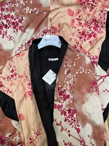 Zara Kimono Vestido Cereza Flores Multicolor Largo TALLA L-XL Ref. 9012 845