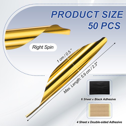 50pcs Arrows Spin Vanes 1.8 Inch Plastic Arrow Fletching Right Twist, Yellow - Picture 2 of 5