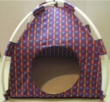 Small purple squares fabric Pup Tent Pet Bed /Cats/Dogs/Toy Box/Doll Tent