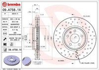 2X Brembo 09.A758.1X Bremsscheibe FüR Audi