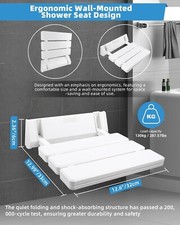 Folding Wall-Mounted Shower Seat – Space-Saving Bathroom Chair, 130kg Capacity