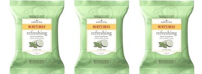BL Burt's Bees Towelettes Refreshing Cucumber & Mint 30 Count--THREE PACK 