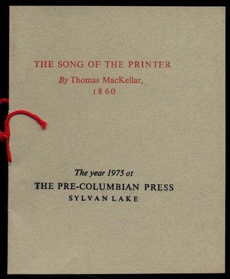 Thomas MACKELLAR / The Song of the Printer 1860 1st Edition 1975