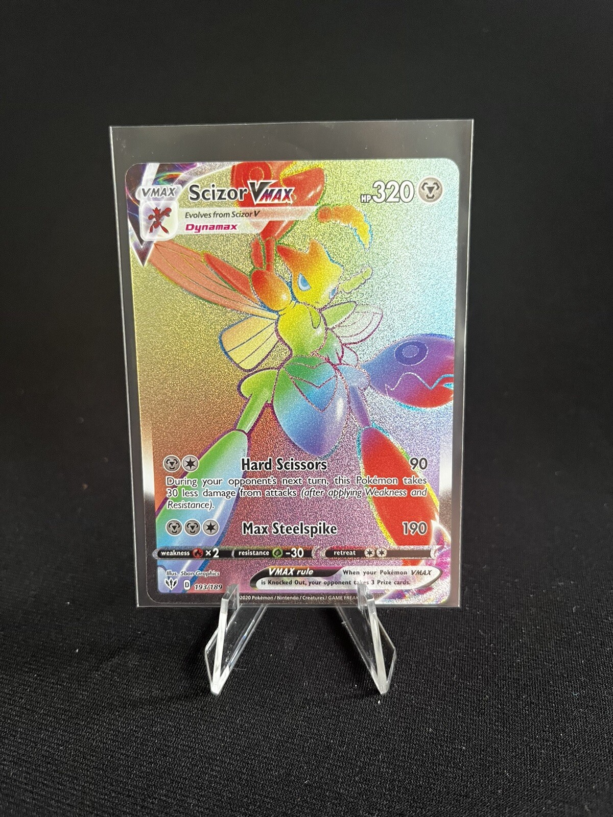 Pokémon Darkness Ablaze Scizor Vmax Rainbow Rare 193/189