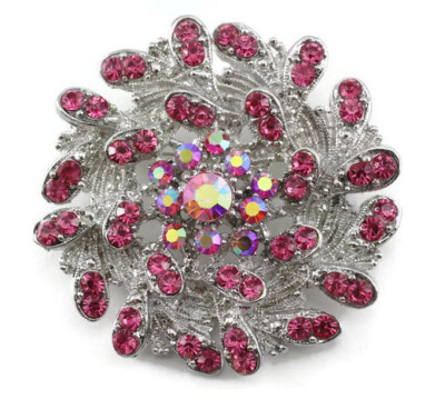 Pink Austrian Rhinestone Crystal Splendid Bridal Wedding Brooch Pin PN 29921