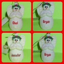Snowman Angel Christmas Ornament Snowangel Sparkle Ganz Pre-Printed Names NWT #2