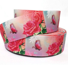 GROSGRAIN RIBBON 5/8", 7/8",1.5", 3" Flowers Roses Mother's Day Printed