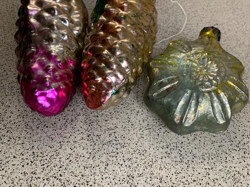 6 Large Soviet Glass Christmas Tree Toys Big Cones 16cm, Sun. Vintage USSR - Picture 18 of 18