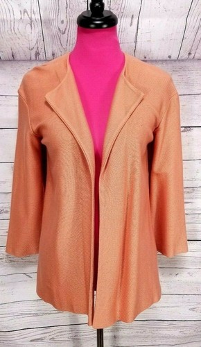 ST JOHN Cárdigan Chaqueta con Bufanda Talla 2 Mujer Naranja Frente Abierto Texturizado - Imagen 7 de 9