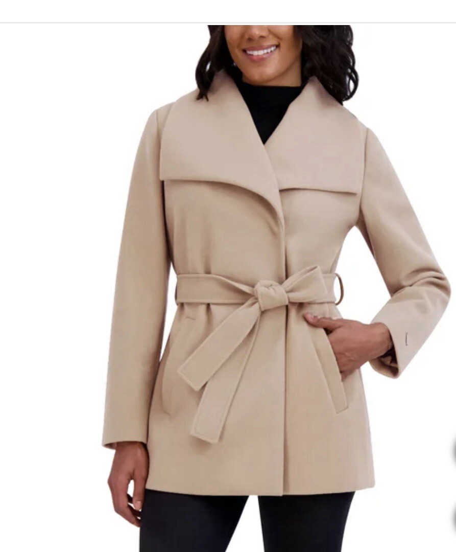 womens coat with tie belt
