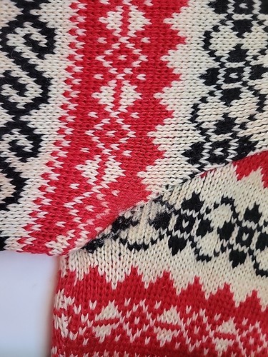 Maglione cardigan AMANA lanificio bottoni taglia 38 rosso vacanza Fair Isle LEGGI - Foto 4 di 11