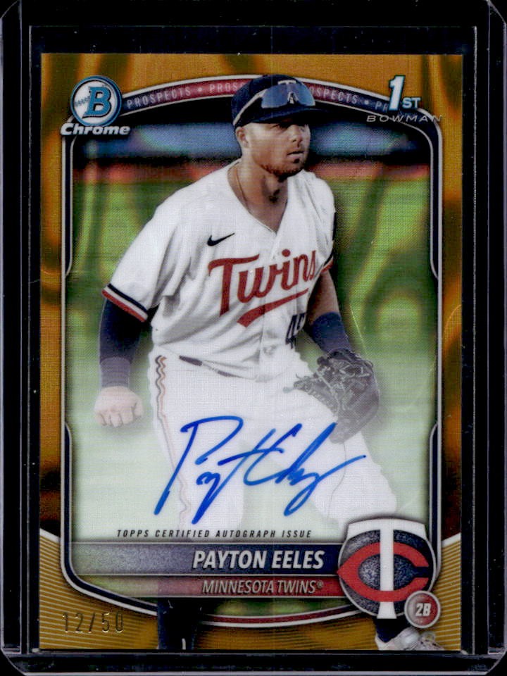 2025 Bowman Payton Eeles Chrome Auto Gold Lava Refractor 1st Prospect #12/50