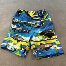 Shark Swim Trunks Boys M 5/6 Mesh Lined Quick Dry Board Shorts Pool Beach Resort