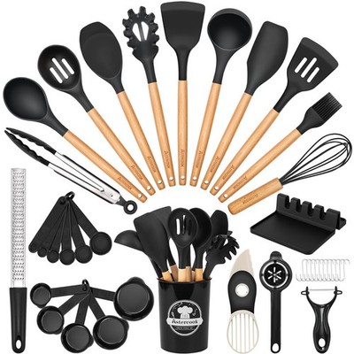39 PCS Silicone Kitchen Utensils Set - Heat Resistant Cooking Tools, BPA Free, W