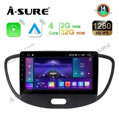 Android 15 Autoradio CarPlay RDS DSP BT FM WiFi GPS Navi für Hyundai i10 2007-12