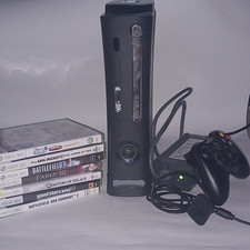 Xbox 360 S Slim Console Black Bundle 1 Controller, Cables & 6 Games (GTA, Sims)