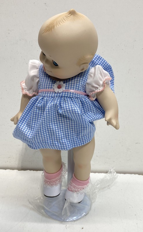 Danbury Mint Kewpie Porcelain Collector Doll Jesco Gingham Dress With Box
