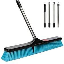 24" Push Broom Outdoor Heavy Duty, Commercial Push Broom for Cleaning, Blue
