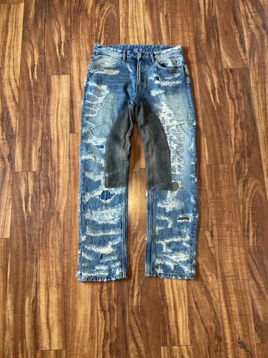 GIVENCHY BORO DENIM PANTS ジバンシー 新品未使用 Givenchy Boro Distressed Skinny Jeans With Leather Pads (Size 32