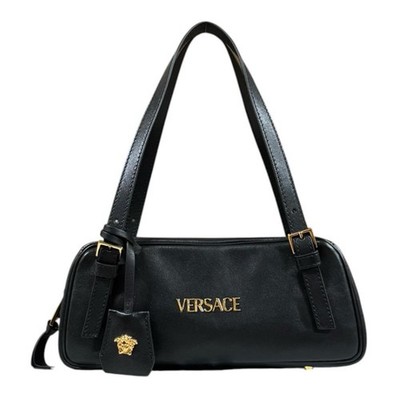 VERSACE Handbag leather Tag Nappa Bowling Bag used