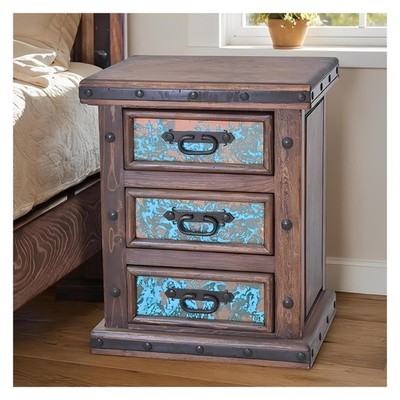 Tierra Turquesa Nightstand With Turquoise Copper Panels