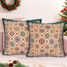 Boho Throw Pillow Covers 18x18 inch Set of 2,Boho Vintage Carpet Pattern Antique