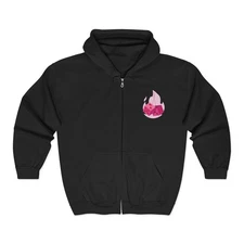 Pink Crystal Flame hoodie | small chest emblem, mystical fire design