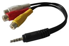 3.5mm 4 Conductor TRRS MALE to 3 RCA FEMALE L/R Audio  Video Adapter Cable