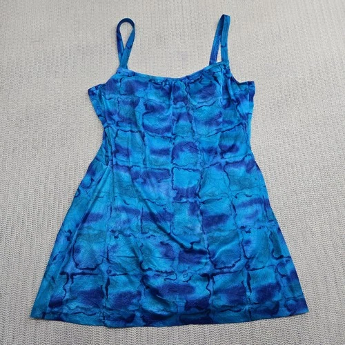Vtg Robby Len Swimsuit Dress Womens 18W One Piece Modest Swimwear Abstract Print